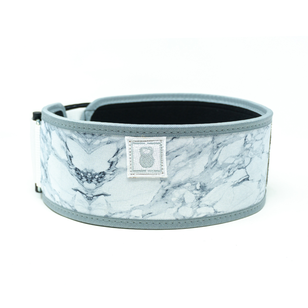 White Marble 4" Weightlifting Belt