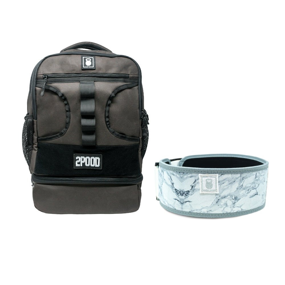 4" White Marble Belt & Backpack 3.0 Bundle
