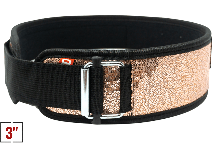 3" Petite Classy Bling Rose Gold Weightlifting Belt - 2POOD