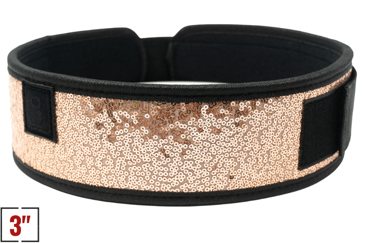 3" Petite Classy Bling Rose Gold Weightlifting Belt - 2POOD