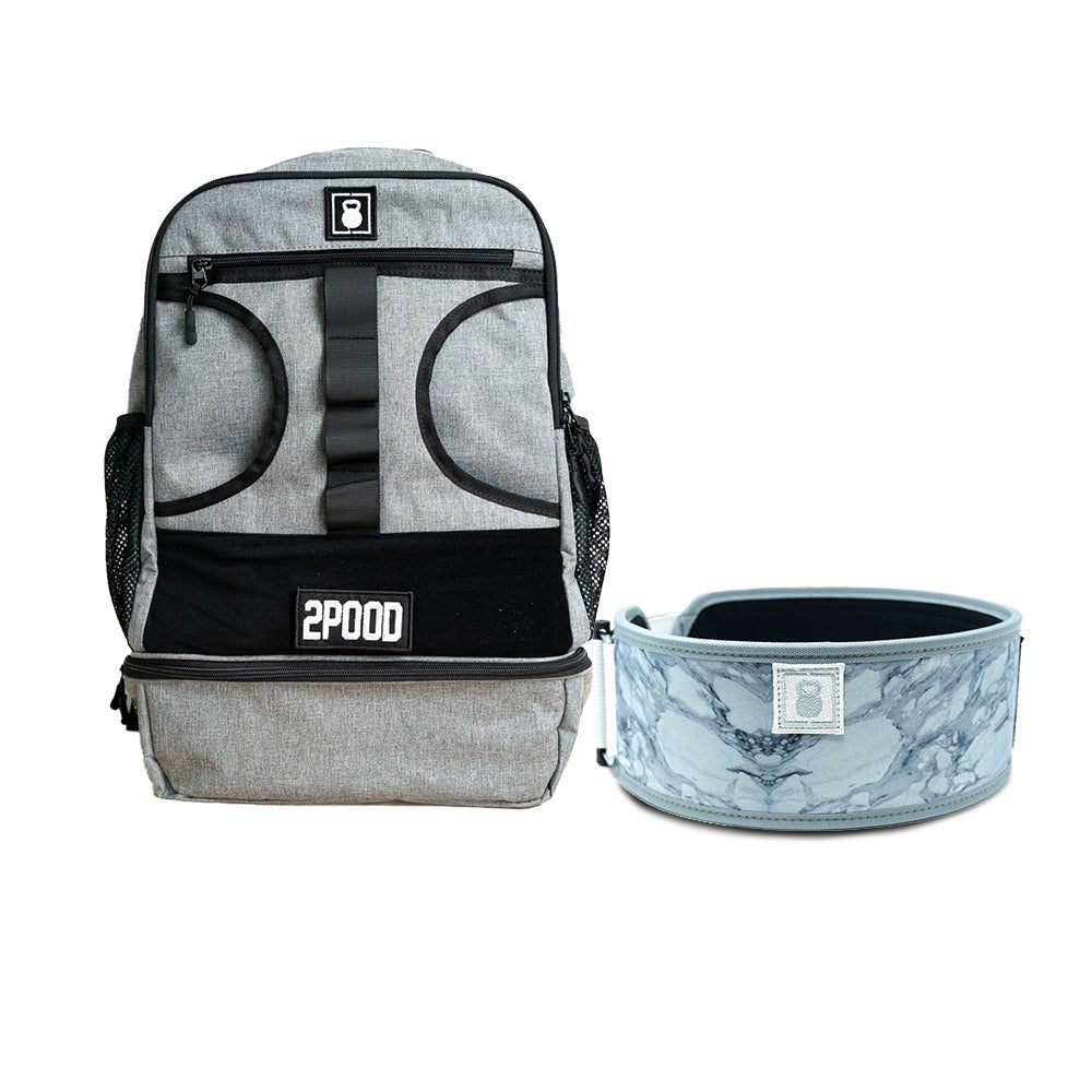 4" White Marble Belt & Backpack 3.0 Bundle - 2POOD