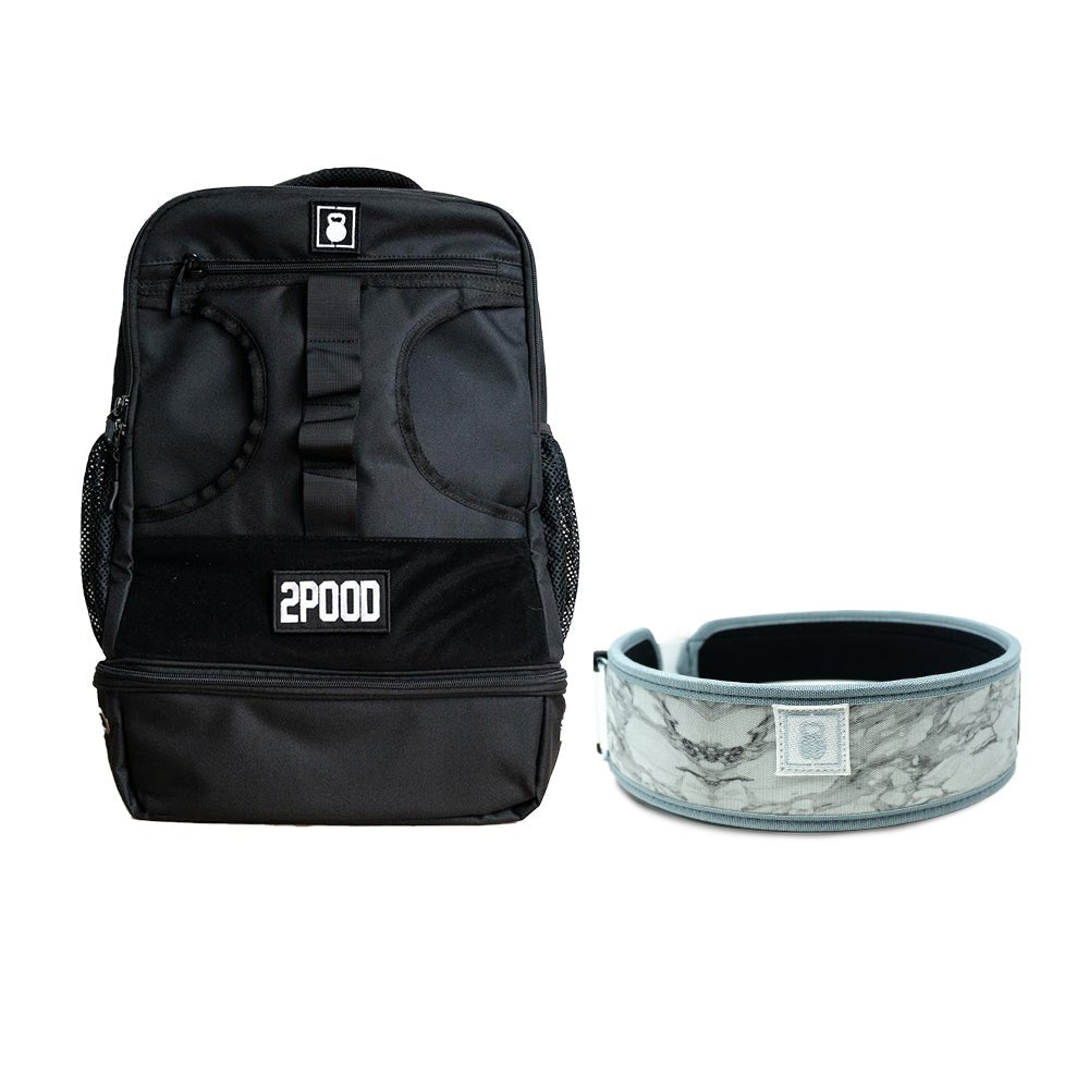 3&quot; White Marble Belt &amp; Backpack 3.0 Bundle - 2POOD