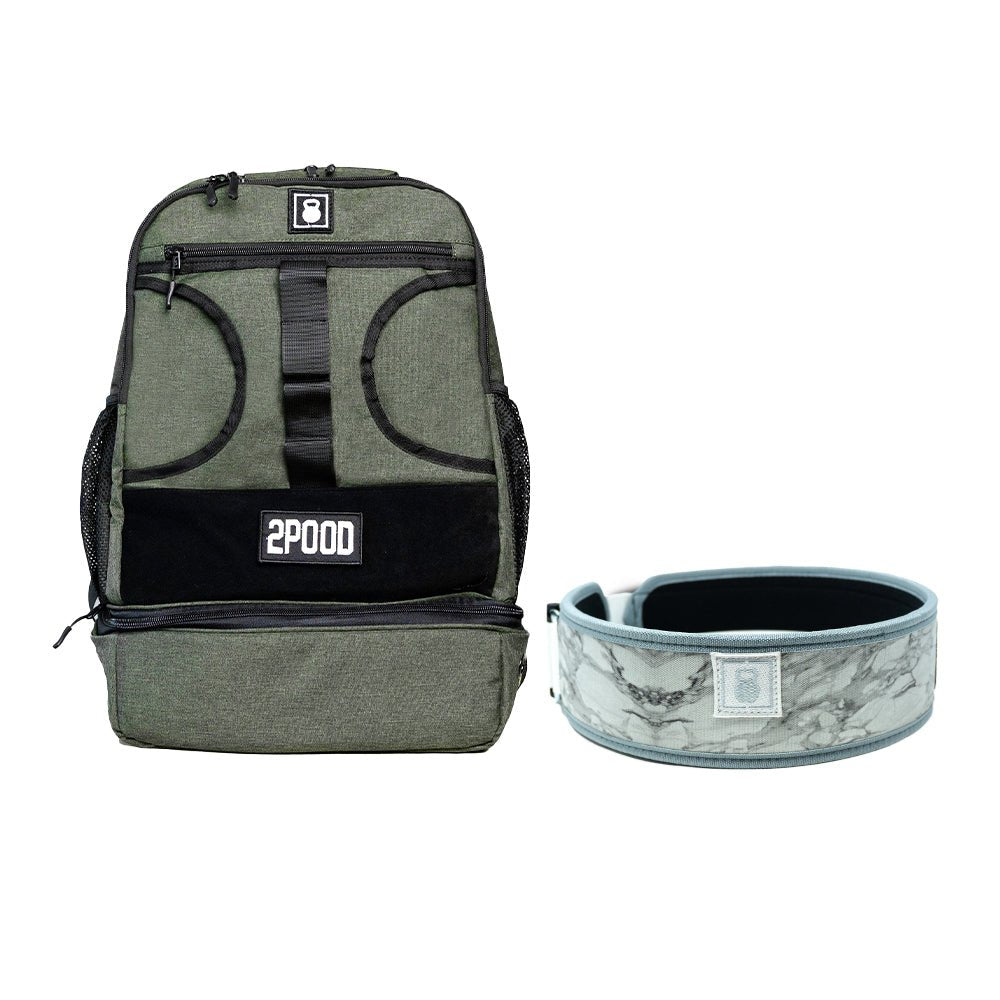 3" White Marble Belt & Backpack 3.0 Bundle