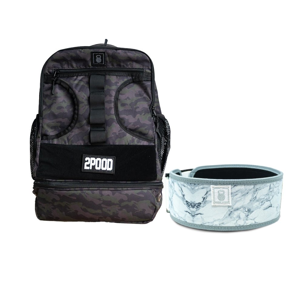 4" White Marble Belt & Backpack 3.0 Bundle