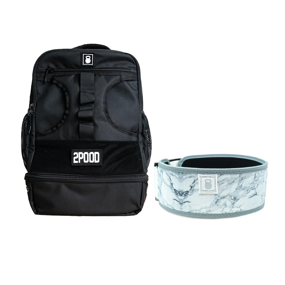4" White Marble Belt & Backpack 3.0 Bundle