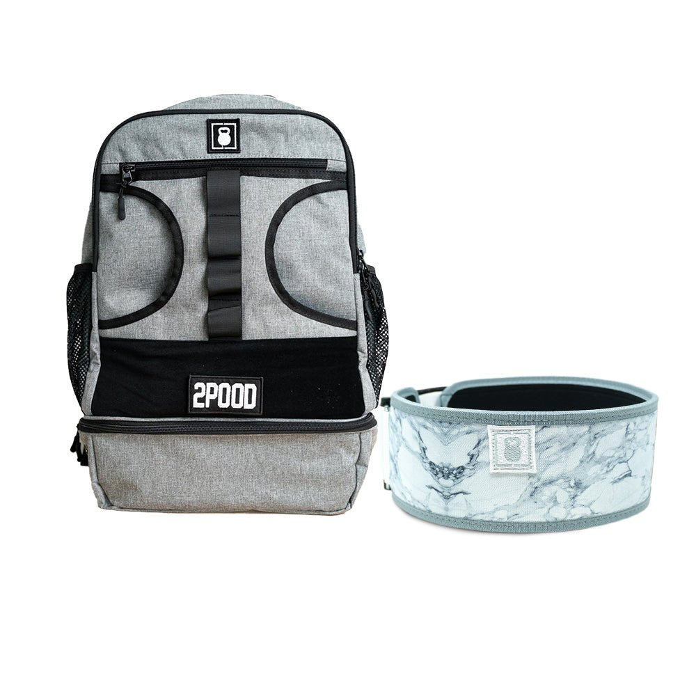 4" White Marble Belt & Backpack 3.0 Bundle