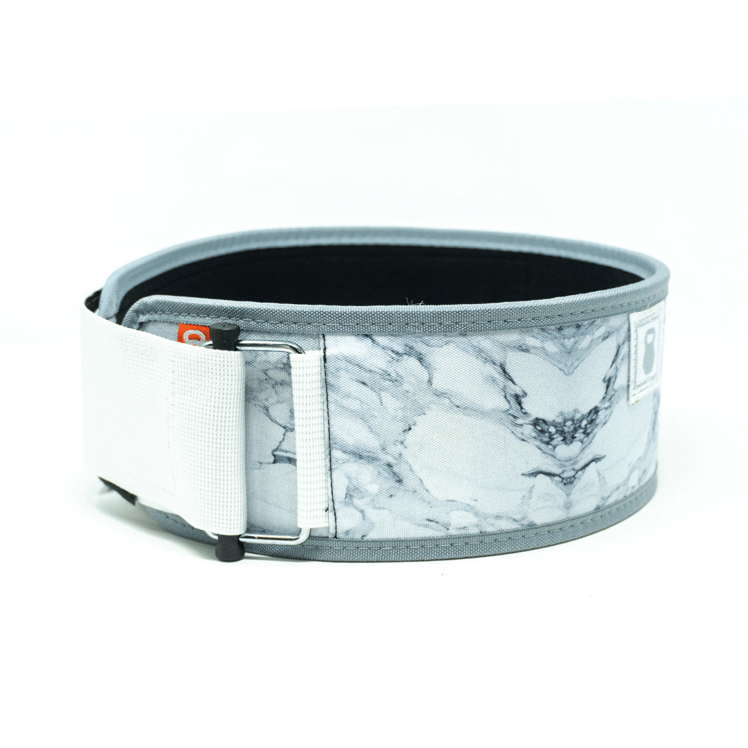 White Marble 4" Weightlifting Belt