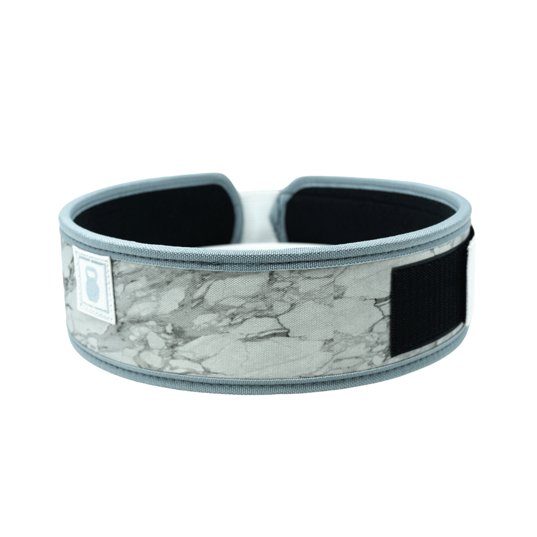 3" Petite White Marble Weightlifting Belt - 2POOD