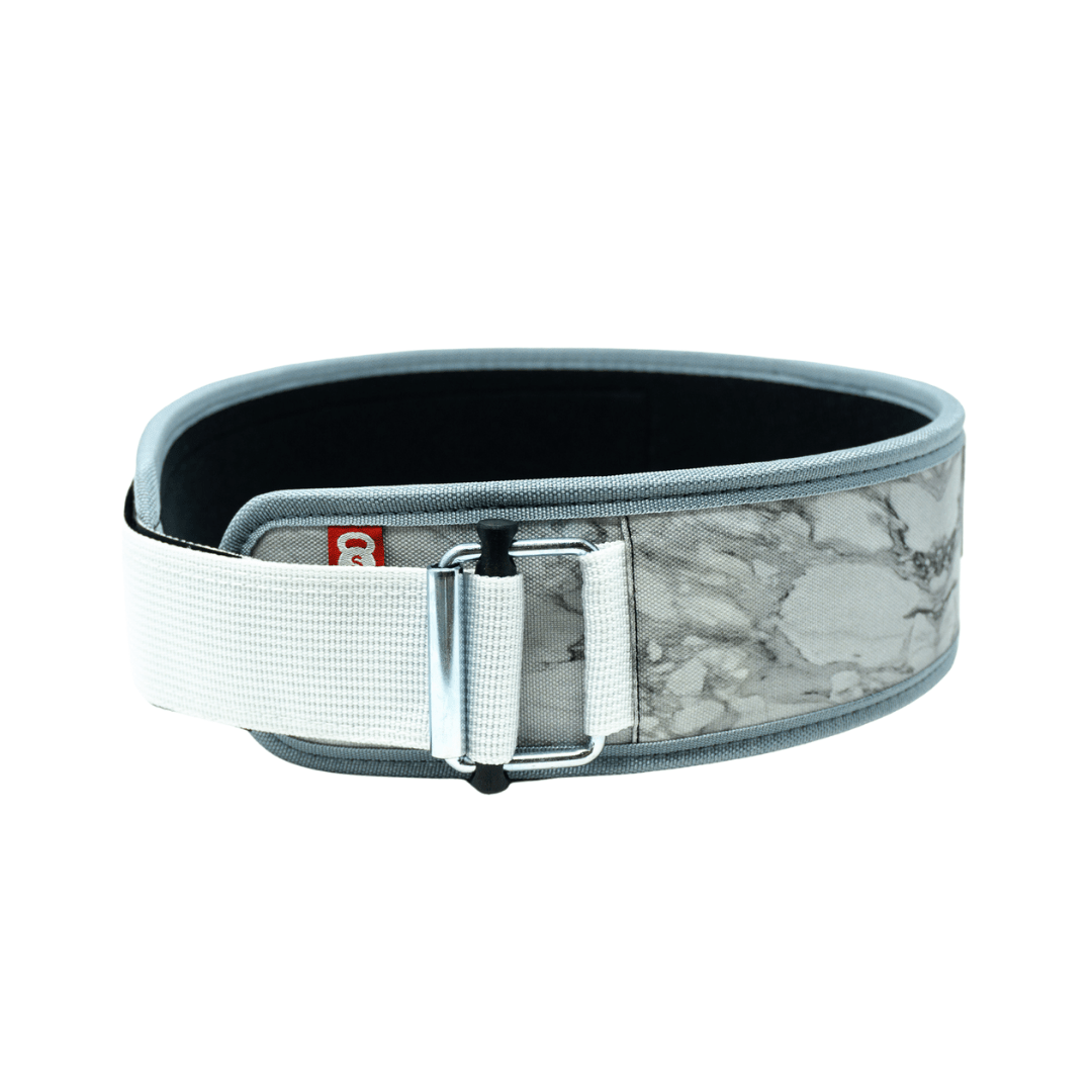 3" Petite White Marble Weightlifting Belt