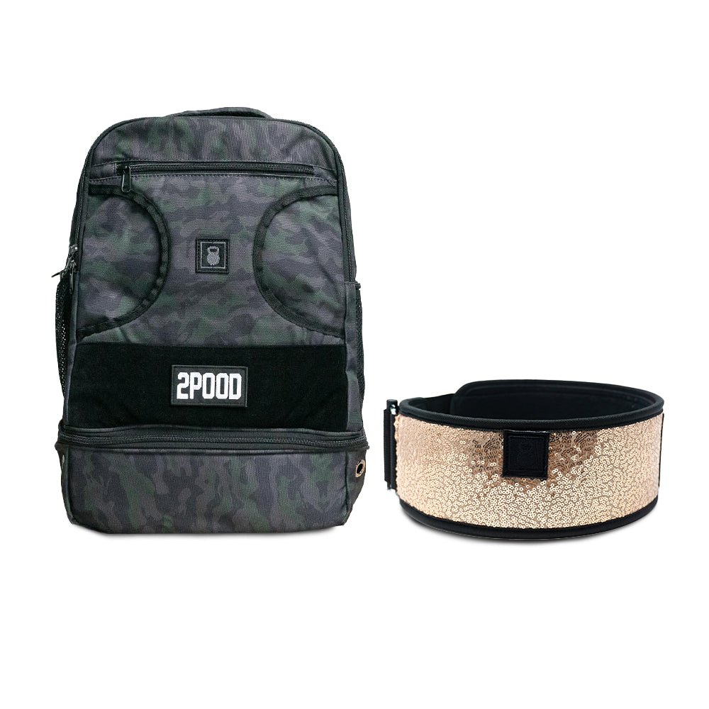 4&quot; Classy Bling Rose Gold Belt &amp; Backpack Bundle - 2POOD