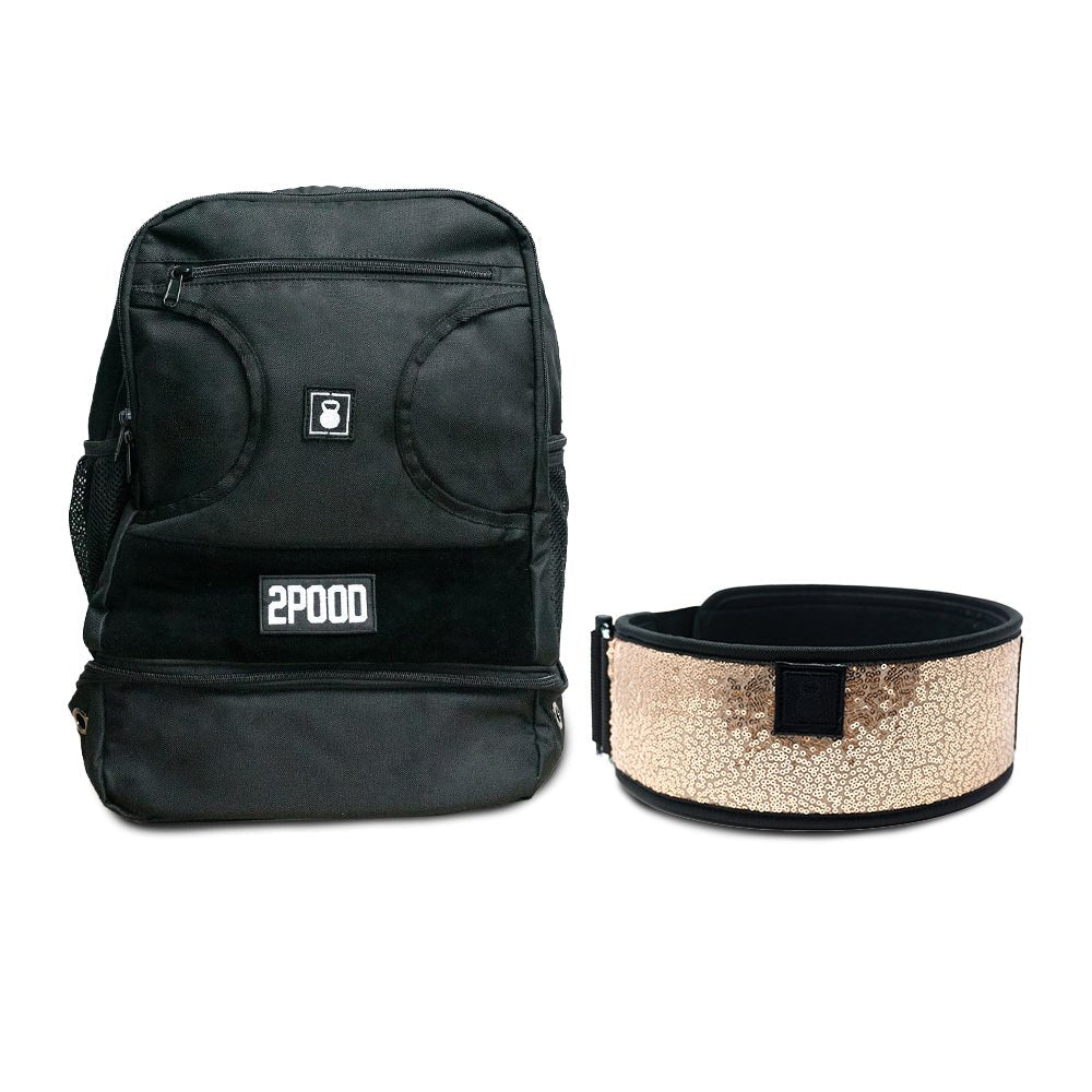4" Classy Bling Rose Gold Belt & Backpack Bundle - 2POOD