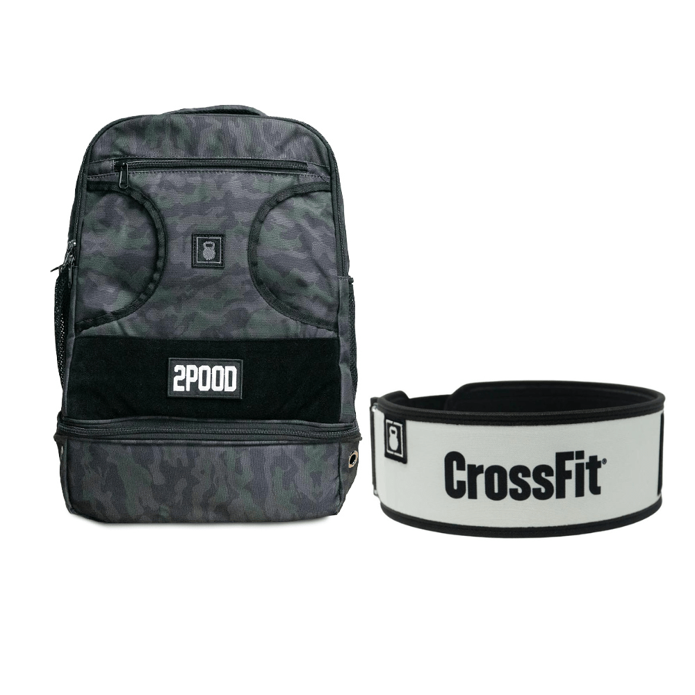 4" White CrossFit Belt & Backpack Bundle - 2POOD