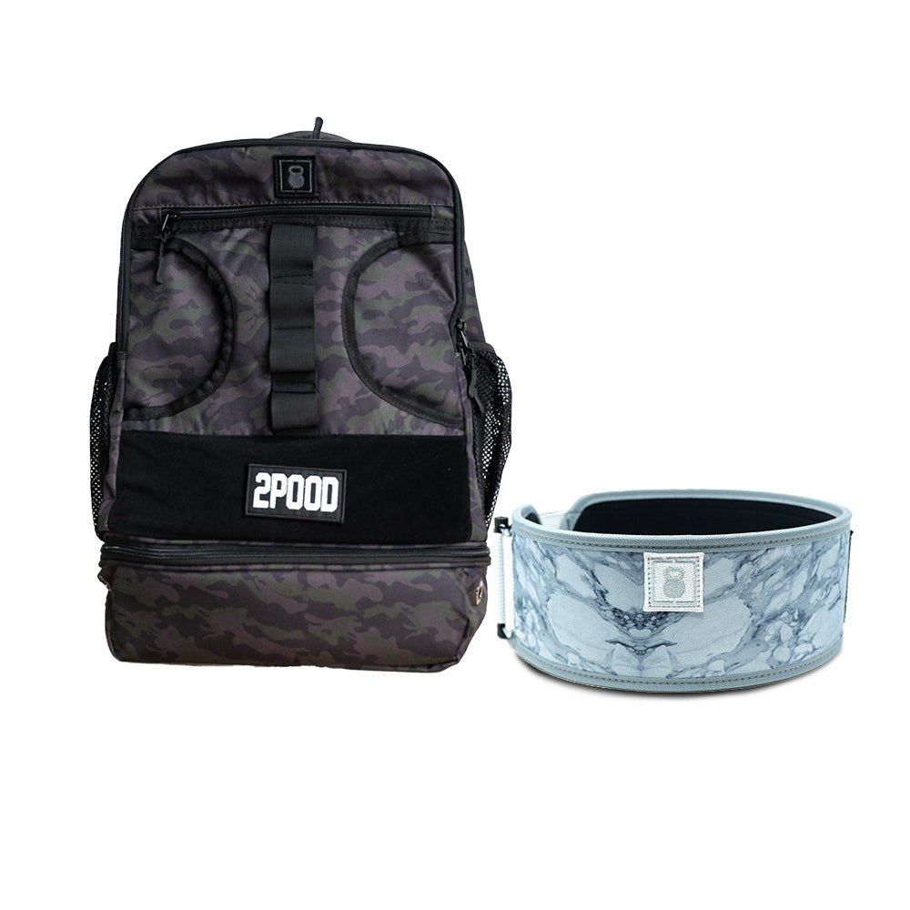 4&quot; White Marble Belt &amp; Backpack 3.0 Bundle - 2POOD