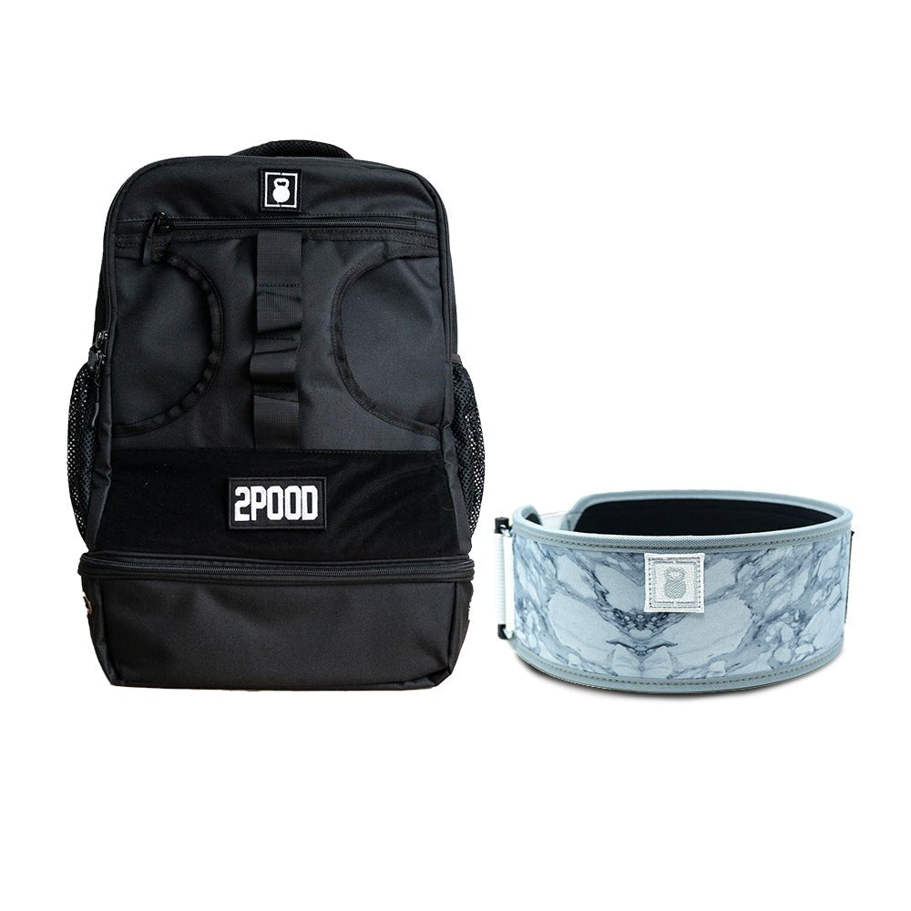 4" White Marble Belt & Backpack 3.0 Bundle - 2POOD