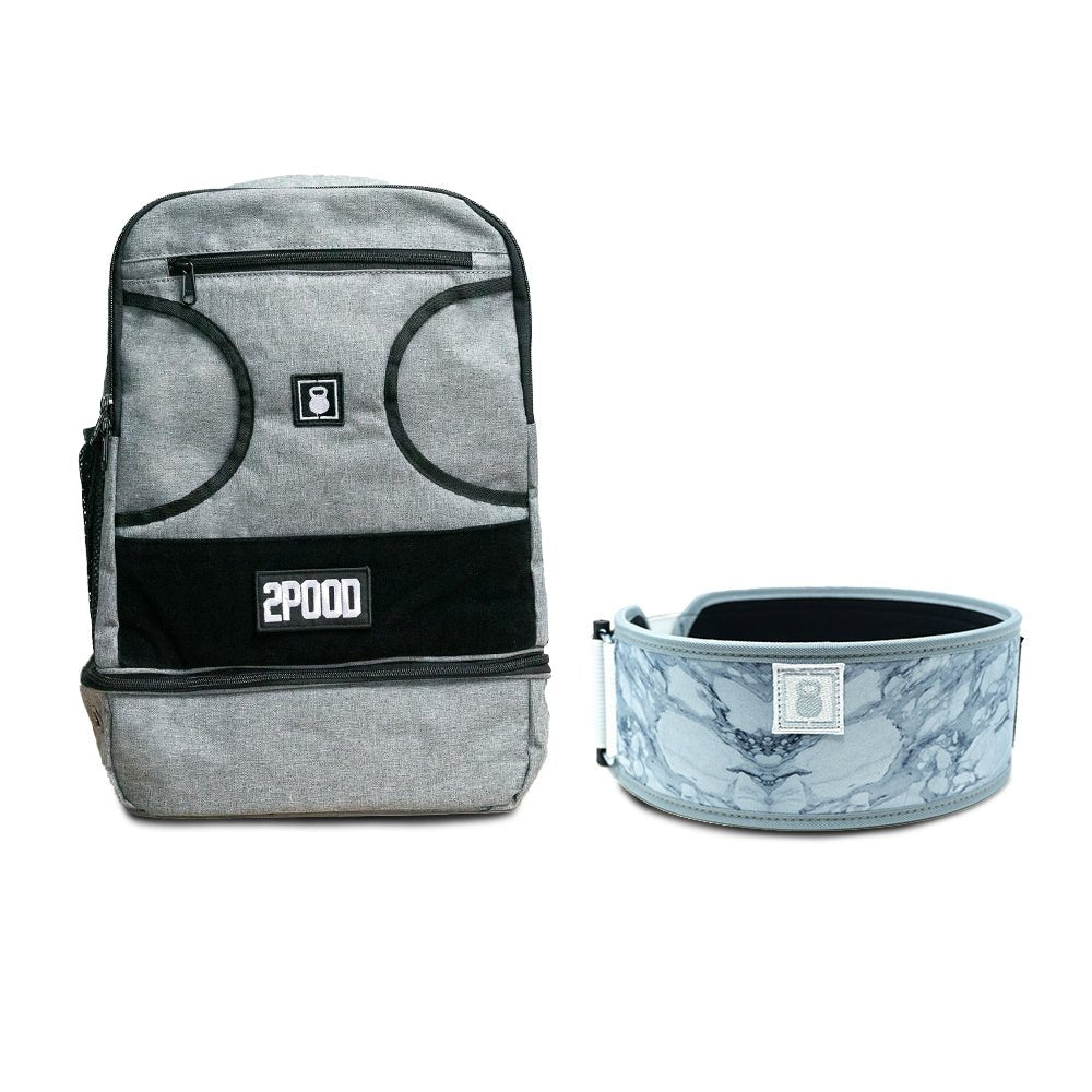 4" White Marble Belt & Backpack Bundle - 2POOD