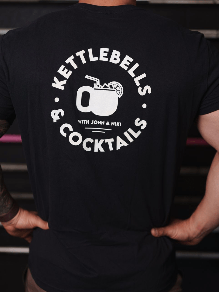 Black Kettlebells and Cocktails T-shirt - 2POOD