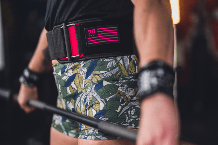 Pink Velcro Patch Straight Weightlifting Belt - 2POOD